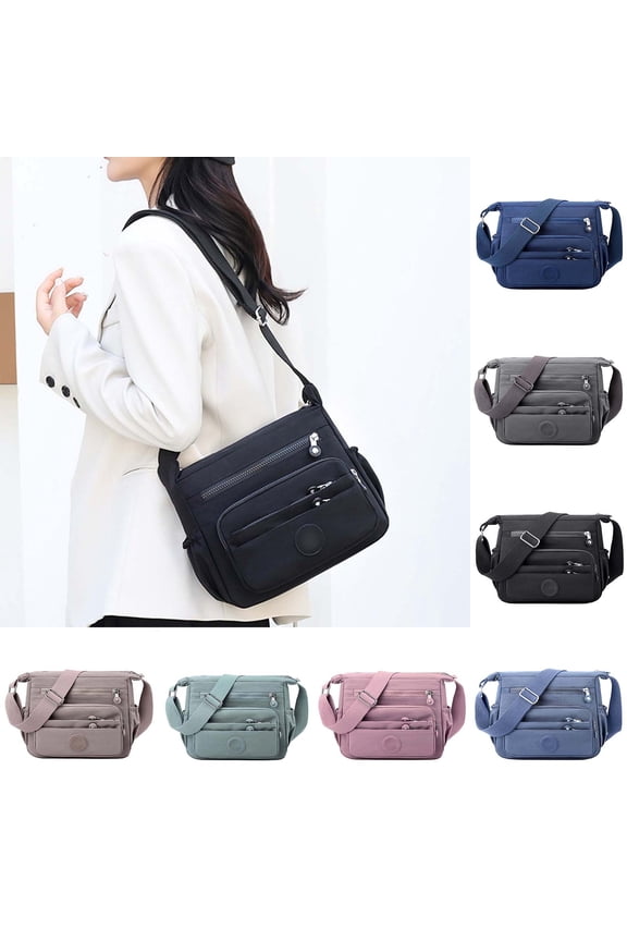 Women’s Lightweight Multi-Compartment Crossbody Bag – Spacious Casual Messenger with Organized Pockets, Everyday Oxford Shoulder Purse Black