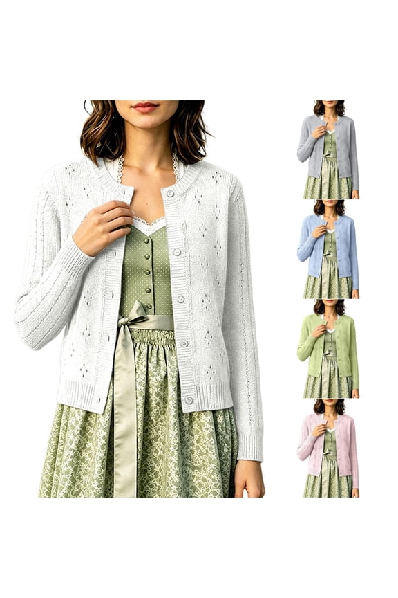 Women's Long Sleeve Button Down Vee Neck Classic Sweater Knit Cardigan