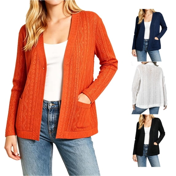 Luvior Women's Plus Size Lightweight Cardigan Open Front Long Sleeve Casual Cardigans with Pockets