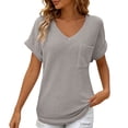 thumbnail image 1 of Luvior Women’s Summer Waffle Knit Short Sleeve Pocket T-Shirt – Textured Crew Neck Solid Breathable Top, Casual Everyday Basic Tee with Front Pocket, 1 of 6