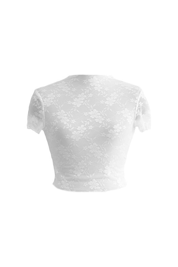 Women's White Lace Short Sleeve Top Oktoberfest Festival Vest White XL