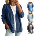 thumbnail image 1 of Luvior Womens Classic Button Front Breathable Stretch Denim Jacket Relaxed Fit Lightweight Casual Long Sleeve Cardigan Coat, 1 of 2