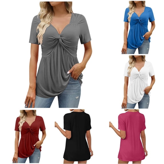 Luvior Womens Short Sleeve Tops Summer T Shirts Round Neck Casual Fashion Basic Tee