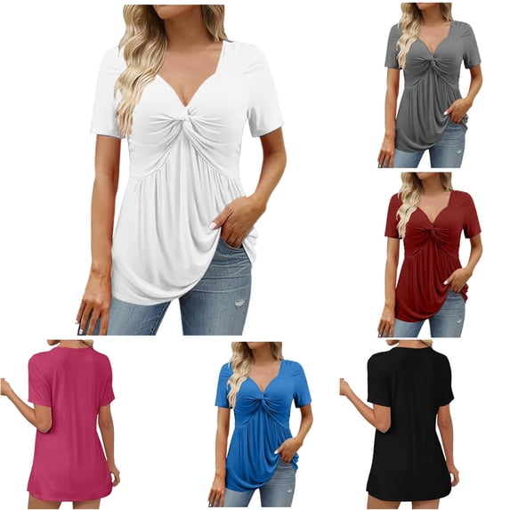 Luvior Womens Short Sleeve Tops Summer T Shirts Round Neck Casual Fashion Basic Tee