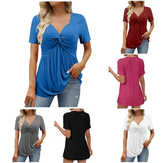 Luvior Womens Short Sleeve Tops Summer T Shirts Round Neck Casual Fashion Basic Tee