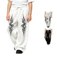thumbnail image 1 of Luvior Y2k Baggy Sweatpants Boy and Girls Gothic Graphic Elastic Waist Wide Leg Track Pants Drawstring Athletic Joggers with Pockets, 1 of 5