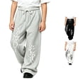 thumbnail image 1 of Luvior Y2k Baggy Sweatpants Boy and Girls Gothic Graphic Elastic Waist Wide Leg Track Pants Drawstring Athletic Joggers with Pockets, 1 of 5