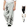 thumbnail image 1 of Luvior Y2k Baggy Sweatpants Boy and Girls Gothic Graphic Elastic Waist Wide Leg Track Pants Drawstring Athletic Joggers with Pockets, 1 of 5