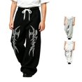thumbnail image 1 of Luvior Y2k Baggy Sweatpants Boy and Girls Gothic Graphic Elastic Waist Wide Leg Track Pants Drawstring Athletic Joggers with Pockets, 1 of 5