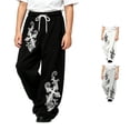 thumbnail image 1 of Luvior Y2k Baggy Sweatpants Boy and Girls Gothic Graphic Elastic Waist Wide Leg Track Pants Drawstring Athletic Joggers with Pockets, 1 of 5