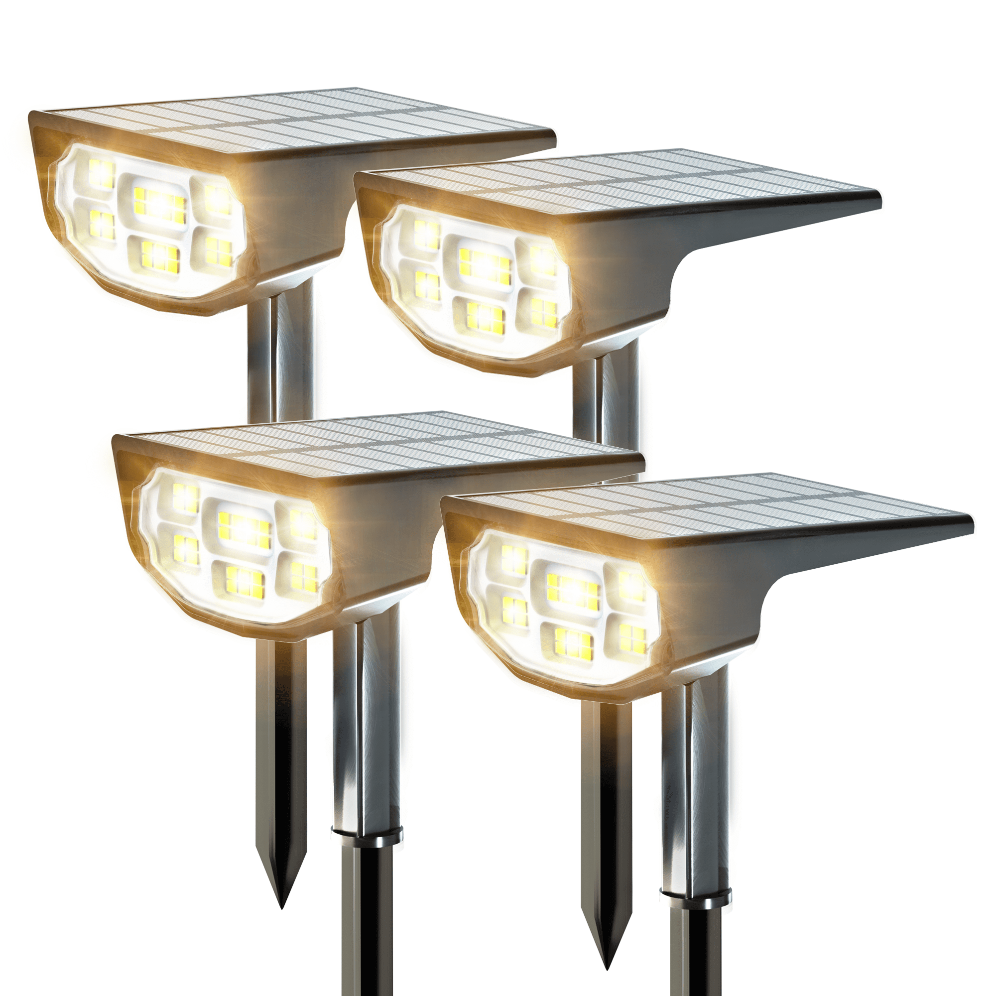 Luviva Solar Spot Lights Outdoor IP68 Waterproof, Ultra-Bright Performance，Simple Modes for Easier Operation, Auto On/Off，Solar Powered Landscape Lights for Garden, Yard, Pathway (Warm White, 4 Pack)