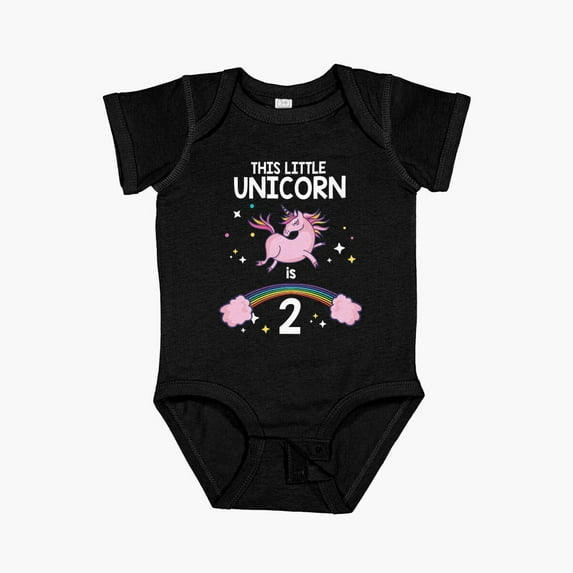 Luvly 2Nd Birthday Unicorn Short Sleeve Baby One-Piece, New Born, Baby Shower Gift, New Parents Gift