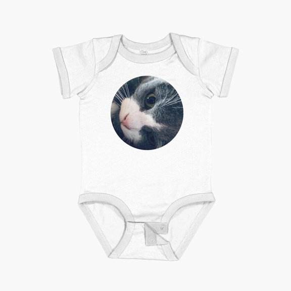 Luvly A Cat With Flowers Short Sleeve Baby One-Piece, New Born, Baby Shower Gift, New Parents Gift