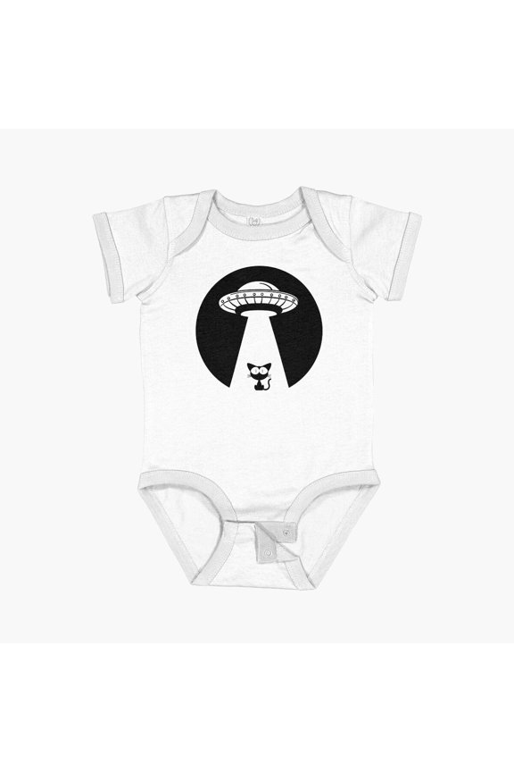 Alien Ufo Funny Cat Vii Short Sleeve Baby One-Piece, New Born, Baby Shower Gift, New Parents Gift