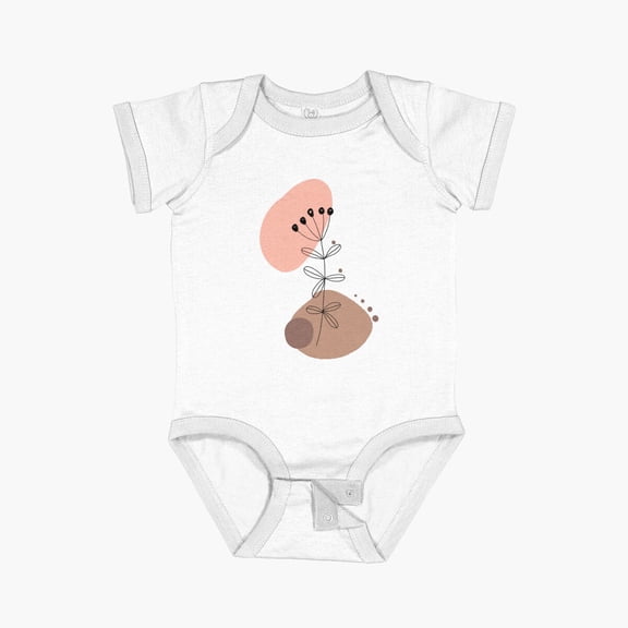 Luvly Art Botanical Print Floral One Line Abstract Boho Art Short Sleeve Baby One-Piece, New Born, Baby Shower Gift, New Parents Gift