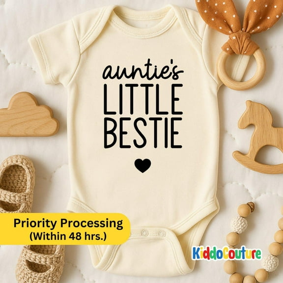 Luvly Auntie'S Little Bestie, Cute Gift From Aunt, Family Baby Bodysuit, I Love My Aunt, Baby Shower Gift (Kc-Dncf4670), New Born, Baby Shower Gift, New Parents Gift