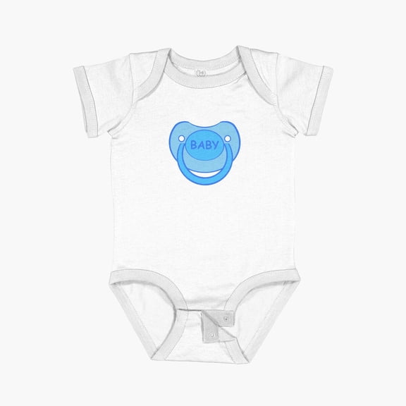 Luvly Baby Agere Pacifier Blue Paci Short Sleeve Baby One-Piece, New Born, Baby Shower Gift, New Parents Gift