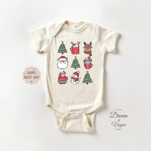 Luvly Baby - Baby Gift - Tis The Season - Retro Bodysuit - Baby Shower Gift - Natural , New Born, Baby Shower Gift, New Parents Gift