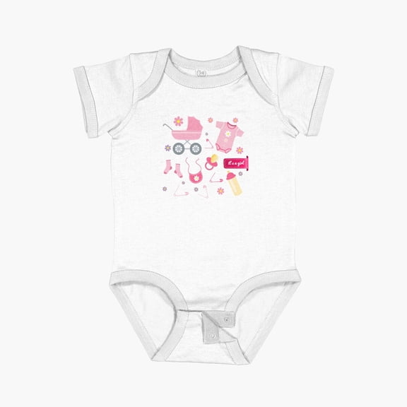 Luvly Bassinet, Onesie, Pacifier, And Feeding Bottle, Infant Clothing Baby Announcement Euclidean, Baby Clothes Short Sleeve Baby One-Piece, New Born, Baby Shower Gift, New Parents Gift