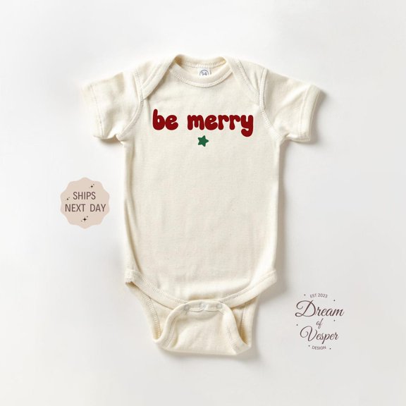 Luvly Be Merry Baby - Vintage Bodysuit, Retro Baby, Cute Holiday Baby, Baby Shower Gift, Baby , New Born, Baby Shower Gift, New Parents Gift
