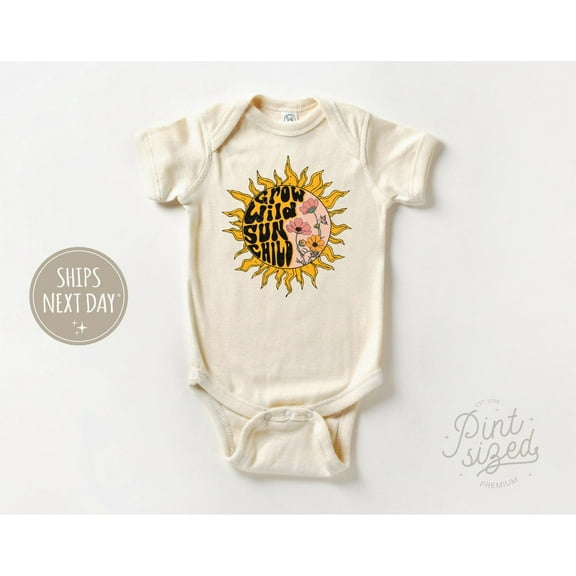 Luvly Be Wild Sun Child Baby - Adventure Sun Child Bodysuit - Cute Natural Baby , New Born, Baby Shower Gift, New Parents Gift