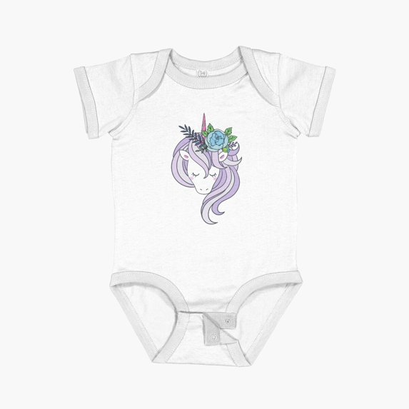 Luvly Beautiful Unicorn - Kids Girls Short Sleeve Baby One-Piece, New Born, Baby Shower Gift, New Parents Gift