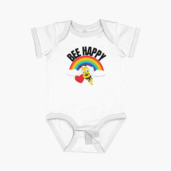 Luvly Bee Happy, I Love Honey, Busy Bee, Honeybee, Bee , Honeycomb, Worker Bee Short Sleeve Baby One-Piece, New Born, Baby Shower Gift, New Parents Gift