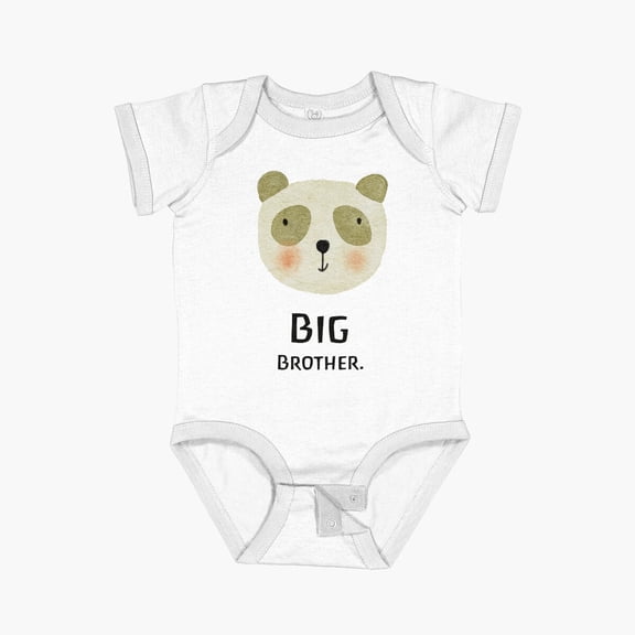 Luvly Big Brother Big Brother Panda Panda Bear - Baby Birth Birthday Cute Bear Short Sleeve Baby One-Piece, New Born, Baby Shower Gift, New Parents Gift
