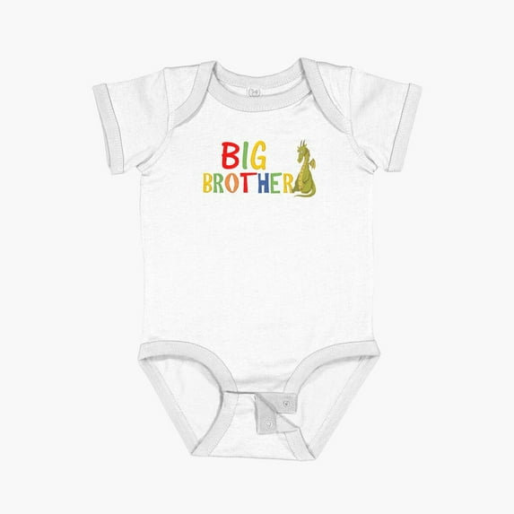 Luvly Big Brother. Green Dragon Short Sleeve Baby One-Piece, New Born, Baby Shower Gift, New Parents Gift