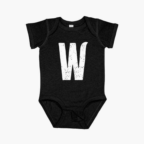 Luvly Big Letter W Short Sleeve Baby One-Piece, New Born, Baby Shower Gift, New Parents Gift