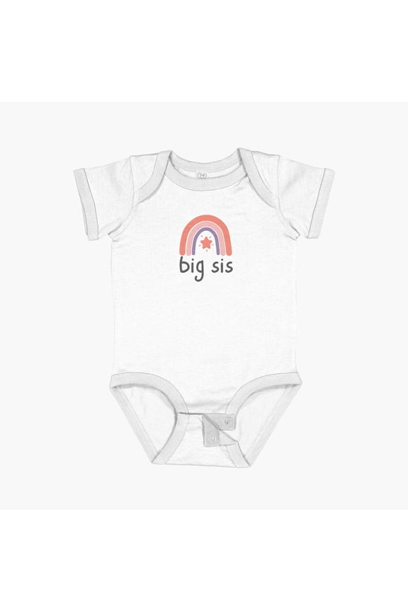 Big Sis - Cute Rainbow - Gift For Your Big Sister Short Sleeve Baby One-Piece, New Born, Baby Shower Gift, New Parents Gift