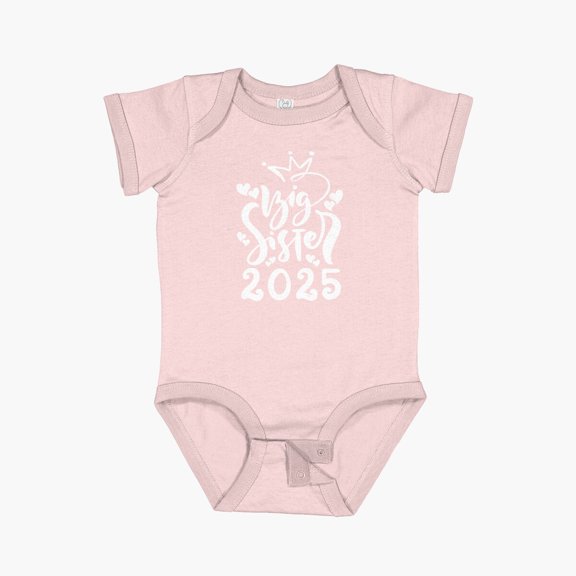 Luvly Big Sister 2025 Cute Writing, Crown And Hearts Short Sleeve Baby One-Piece, New Born, Baby Shower Gift, New Parents Gift