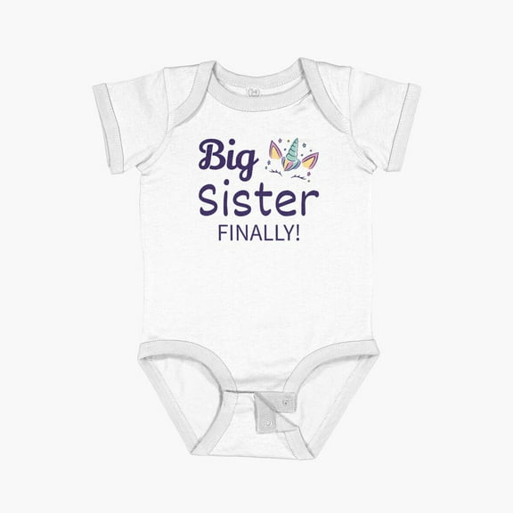 Luvly Big Sister Finally Ii Short Sleeve Baby One-Piece, New Born, Baby Shower Gift, New Parents Gift