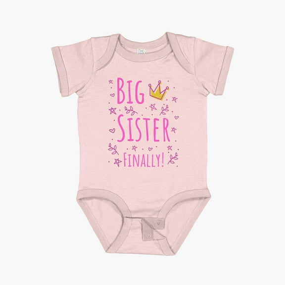 Luvly Big Sister Finally Iii Short Sleeve Baby One-Piece, New Born, Baby Shower Gift, New Parents Gift