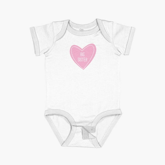 Luvly Big Sister Heart Short Sleeve Baby One-Piece, New Born, Baby Shower Gift, New Parents Gift