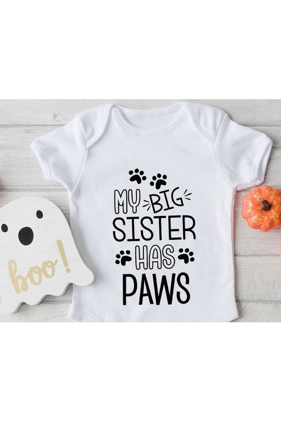 My Big Sister Has Paws Baby Toddler Shirt, Cute Animal Kids Tee, Dog Baby Onesie, Baby Shower Gift, Baby Bodysuit, Baby Boy Girl Bodysuit, New Born, Baby Shower Gift, New Parents Gift