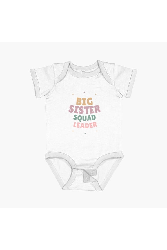 Big Sister Squad Leader Short Sleeve Baby One-Piece, New Born, Baby Shower Gift, New Parents Gift