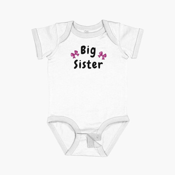Luvly Big Sister With Pink Bows Short Sleeve Baby One-Piece, New Born, Baby Shower Gift, New Parents Gift