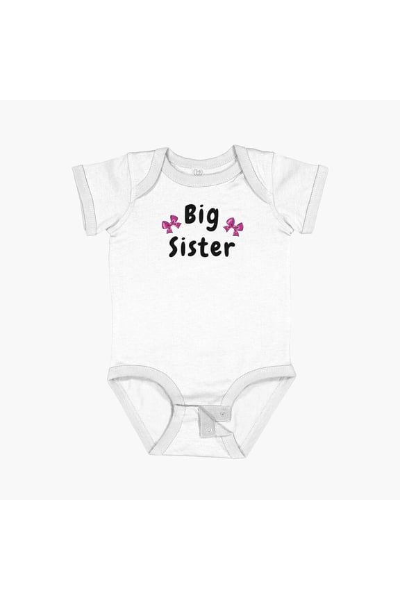 Big Sister With Pink Bows Short Sleeve Baby One-Piece, New Born, Baby Shower Gift, New Parents Gift