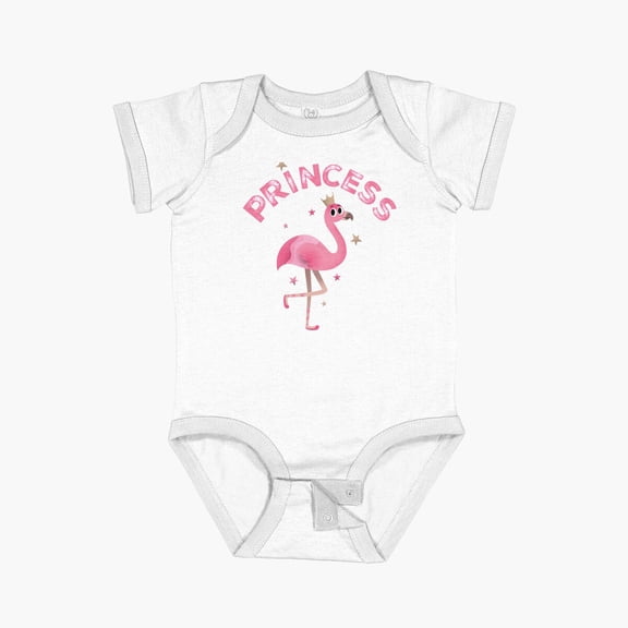 Luvly Birthday Princess Pink Flamingo Short Sleeve Baby One-Piece, New Born, Baby Shower Gift, New Parents Gift