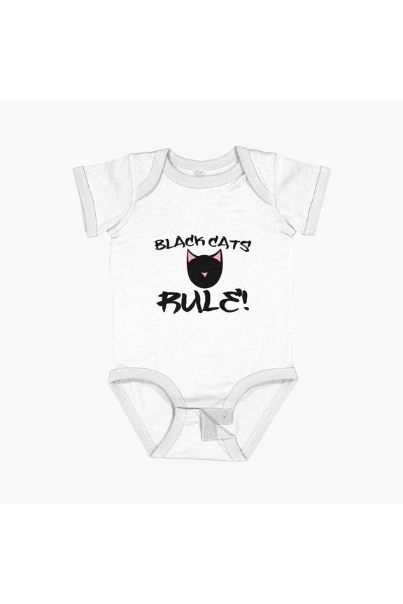 Black Cats Rule! Short Sleeve Baby One-Piece, New Born, Baby Shower Gift, New Parents Gift