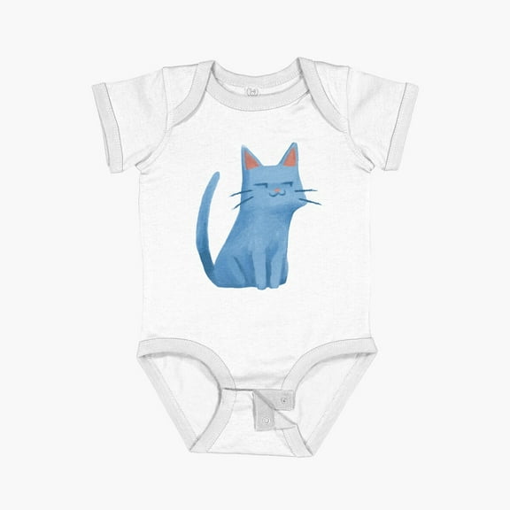 Luvly Blue Kitten Short Sleeve Baby One-Piece, New Born, Baby Shower Gift, New Parents Gift