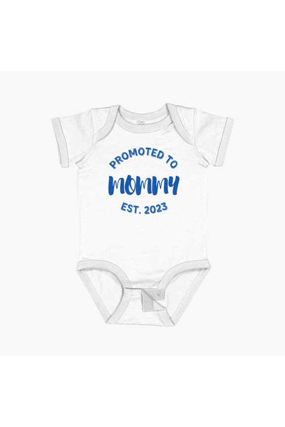 Blue Promoted To Mommy Est 2023 Future Mom Announcement Gift For Mother Short Sleeve Baby One-Piece, New Born, Baby Shower Gift, New Parents Gift