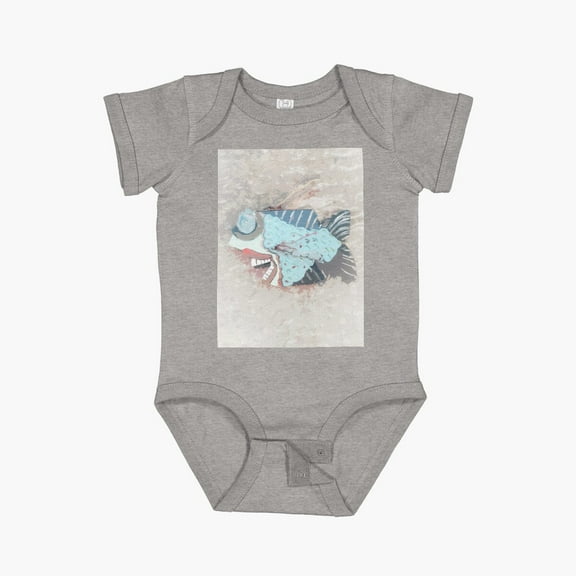 Luvly Boho Fish 6 Coastal Design Style A Edited Photo Of Wooden Fish Wall Decor Short Sleeve Baby One-Piece, New Born, Baby Shower Gift, New Parents Gift