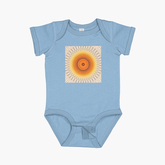 Luvly Boho Sun Mandala Abstract Art Arty Farty Bohemian Style Sun 15 Of 15 Short Sleeve Baby One-Piece, New Born, Baby Shower Gift, New Parents Gift