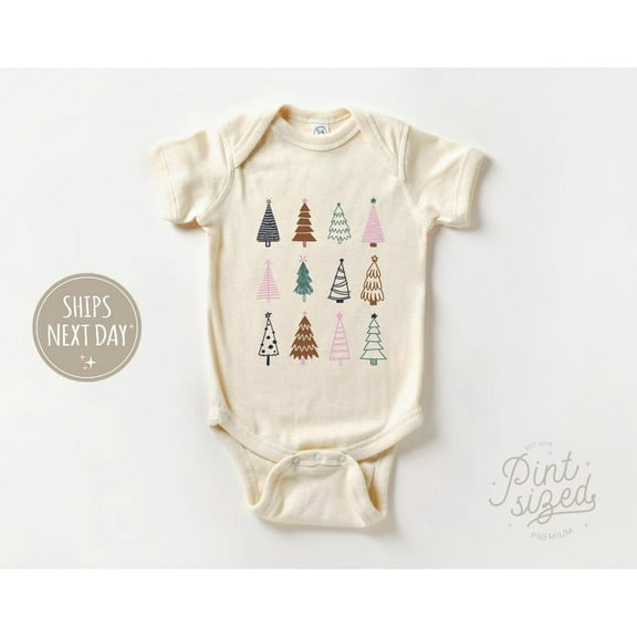 Luvly Boho Trees Baby - Retro Bodysuit - Cute Minimalist Winter Natural , New Born, Baby Shower Gift, New Parents Gift