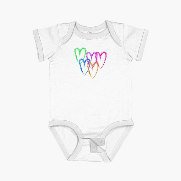 Luvly Bright Chalk Hearts Short Sleeve Baby One-Piece, New Born, Baby Shower Gift, New Parents Gift