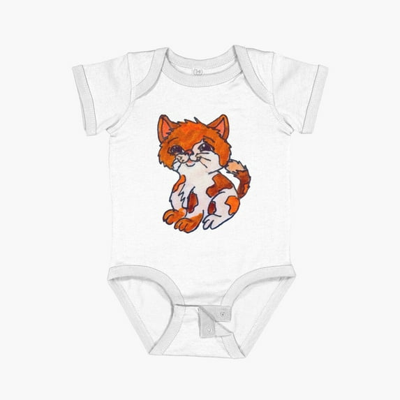 Luvly Calico Kitten Short Sleeve Baby One-Piece, New Born, Baby Shower Gift, New Parents Gift
