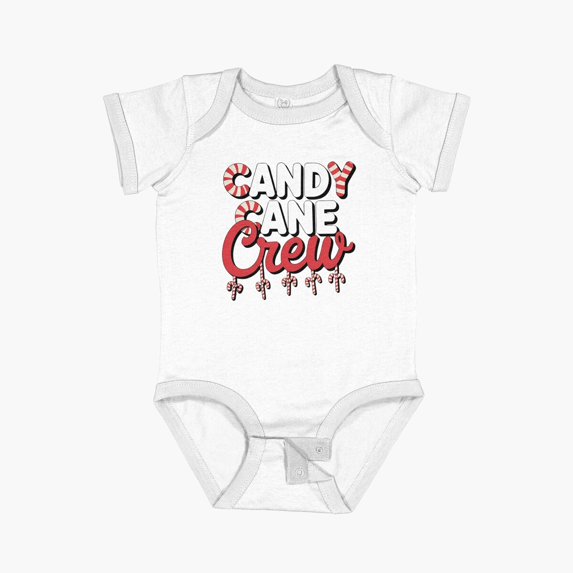 Luvly Candy Cane Crew - Funny Christmas Sweet Candy Merry Xmas Short Sleeve Baby One-Piece, New Born, Baby Shower Gift, New Parents Gift