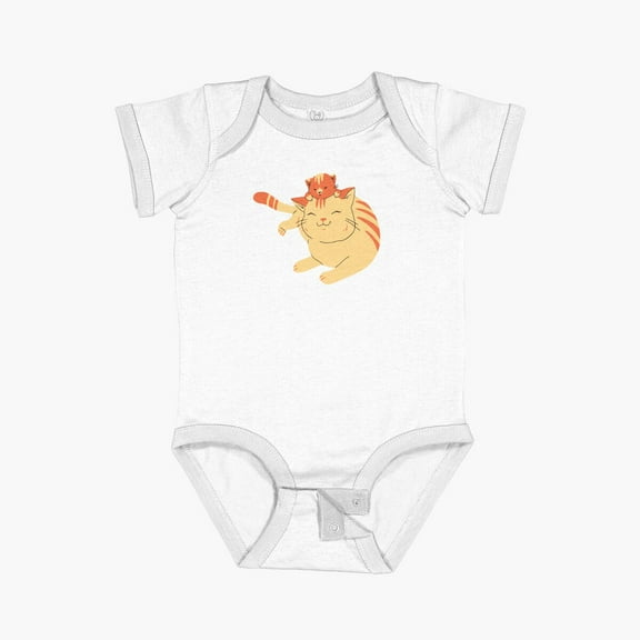 Luvly Cat And Kitten Short Sleeve Baby One-Piece, New Born, Baby Shower Gift, New Parents Gift